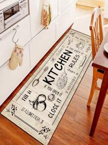 1pc [Best Seller] Wood Grain Vegetable Food Themed Kitchen Rug, Kitchen Mat - Polyester Non-Slip Mat, Stain Resistant, Easy To Clean, Durable Machine Washable - Ideal For Kitchen Rug, Dining Room Mat, Bedroom Carpet, Bathroom Mat - Multicolor - View 2