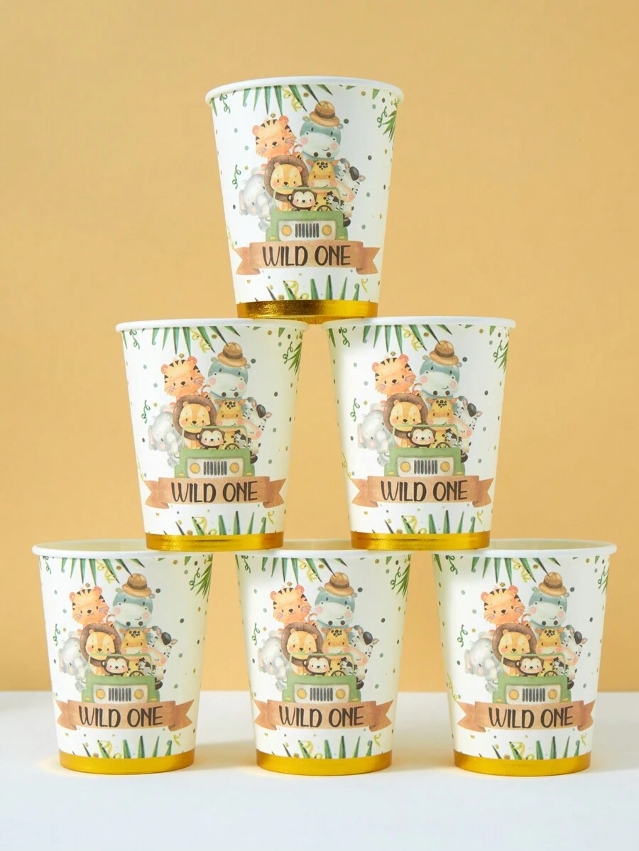 10 Stück/25 Stück Einweg-Papierbecher, Papierbecher mit Tiermotiv für 1. Geburtstag, geeignet für Geburtstagsfeier, Familientreffen, Picknick, Partydekoration