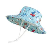 婴儿遮阳帽,可爱宽檐夏季渔夫帽(男婴款),防晒帽(女婴款) - 男童印花大沿盆帽 - 查看 52