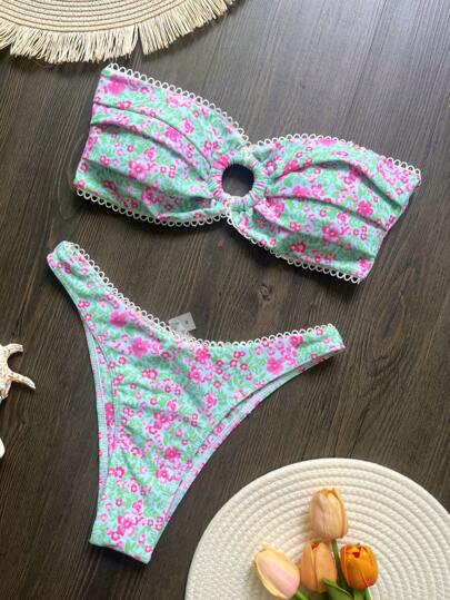 Nuovo arrivo set di bikini sexy con stampa floreale, adatto per vacanze estive in spiaggia