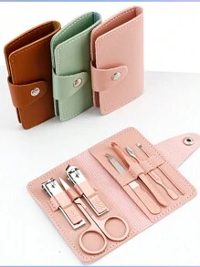 1 Set Of 7 Pcs Manicure Tool Kit - Modern Style Straight Edge Nail Clipper, Nail File, Ear Pick, Scissors - Travel & Professional Nail Care Tools, Easy To Use - Multicolor - View 4