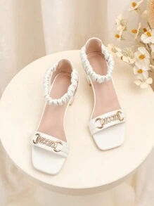 Fashionable Versatile Dancing Party High Heeled Sandals For Teenagers - White - View 1