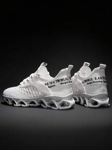 Scarpe casual sportive da donna in maglia traspirante e forata, adatte per tutte le stagioni - Bianco - Visualizzare 6