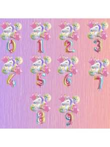 Globos de unicornio - Decoración de fiesta de cumpleaños de unicornio - Conjunto de globos de papel de aluminio - Macarons y globos de unicornio para boda, fiesta de cumpleaños, festival de música, suministros navideños