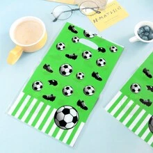 1 pièce Sac-cadeau de fête avec motif de football vert, sac jetable thème sportif pour le goûter