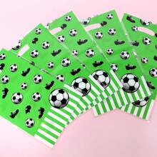 1 pièce Sac-cadeau de fête avec motif de football vert, sac jetable thème sportif pour le goûter