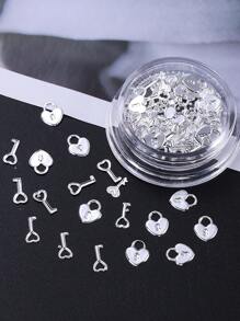 Sliver Heart Lock & Key Nail Art Decoration With 0.8Mm Steel Beads, Valentine'S Day Luxury Heart Lock Key Manicure Charm, Y2K Nail Gems Nail Art Ornaments For Nail Salon, Manicure Art Accessories Tools, Great Gift For Girl And Woman, Nail Supplies Nails Nail Charms