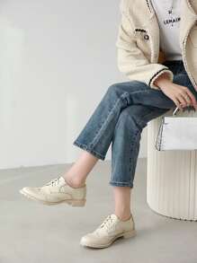 Stijlvolle, casual, veelzijdige, effenkleurige loafers