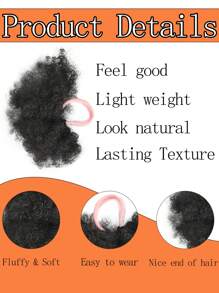 Kid's 2pcs Kid Ponytail Double Afro Puffs Kinky Curly Hair Bun For Kid's Age 0-5 Natural Black Synthetic Wigs Suitable For Daily Wear And Birthday Parties