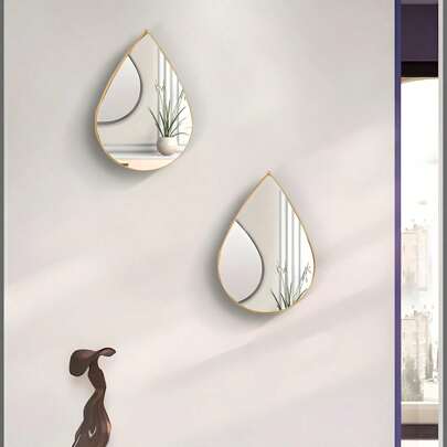 2/1 set vattendroppsformad väggmonterad spegel, väggdekor, heminredning, lämplig för vardagsrum, sovrum, badrumsväggdekoration, ingen el behövs, unik väggdekoration, jul-/tacksägelsepresent