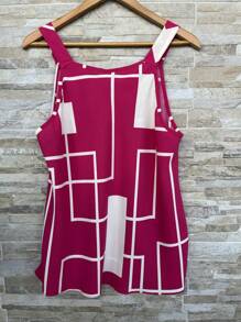 Tank Top Elaborate Braids On The Neckline Duna Women's Blouse Dress Up With Thin Straps Plain (HAS PLUS SIZE G2(48) Crepe Print - 紫色印花 - 查看 2