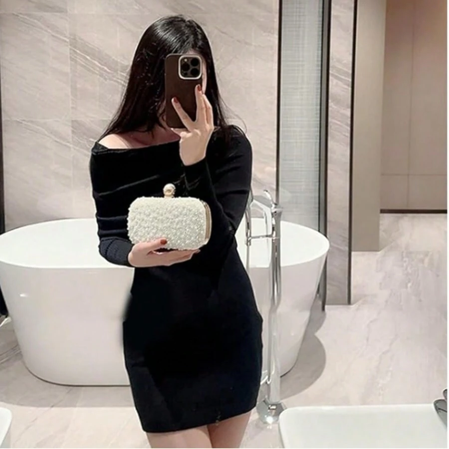 White Pearl Clutch Purses Women Pearl Evening Handbag Bride Pearl Evening Bag Party Clutch Women's Evening Handbag Pearl Clutch Purse Beaded Bag Bridal Clutch Wedding Purse Pearl Clutch For Party Date Formal - 白色 - 查看 1