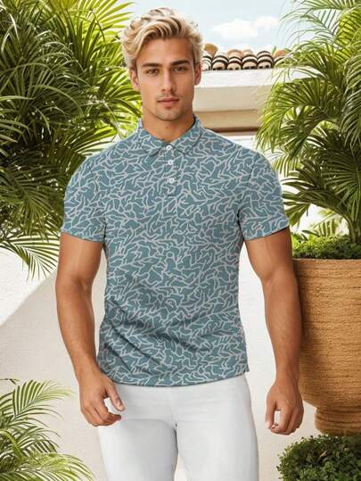 高尔夫球衫 夏季男士短袖休闲翻领 Polo 衫 100% 涤纶纤维