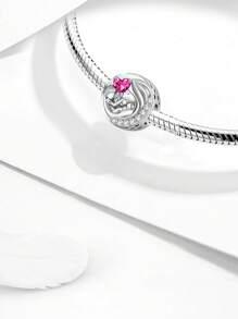 1 PC 925 Sterling Silver Family Heart Charm Bead Fit For Women Bracelets Bangles DIY Jewelry Making And Daily Outfit Matching Jewelry Decoration For Girls Valentines