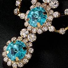 1 pièce Parure de tête bohème avec strass, diadème de mariée doré avec franges en cristal sur le front, motif nœud papillon et diamant, style bohème décontracté en cuivre