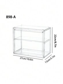 1pc Caixa de armazenamento de acrílico para exibição, organizador de mesa transparente com protetor de capa contra poeira, estatueta colecionável, boneca, armário de armazenamento de bloco de construção, organizador empilhável para quarto, sala de estar, escritório - Claro - Ver 13