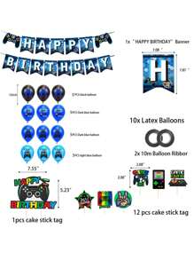 Conjunto de Decoração para Festa com Tema de Games Inclui Faixas de Controle, Balões e Decoração de Mesa para Festa de Aniversário
