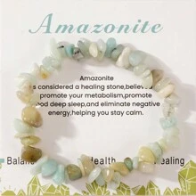 1 件时尚能量半宝石手链天然石石英 8 毫米弹性手链适合女士男士友谊珠宝礼物 - 彩色 - 查看 14