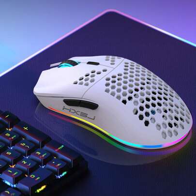 2.4G Wireless Rechargeable Gaming Mouse, 6-Button Adjustable Ergonomic Optical Mouse With RGB Lighting, Suitable For Laptop/PC