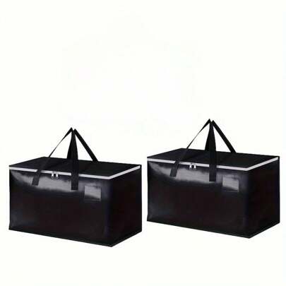 2pcs Extra Large Moving Box - Sturdy, Zippered, Carrying Handle, Tag Pocket, Durable, Reinforced, Easy-To-Carry, Space-Saving, Perfect For Home, Office, And Commercial Moves