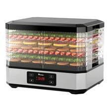 IAGREEA 食品脱水机，电动食品保鲜机，具有强大的干燥能力，数字计时器和温度控制，8 个托盘，用于水果、香草、肉类、肉干、零食、蔬菜、狗零食、酸奶、食谱，350W，厨房电器