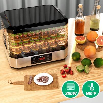  Deshidratador de Alimentos IAGREEA, Máquina Conservadora de Alimentos Eléctrica con Capacidad de Secado Potente, Temporizador Digital y Control de Temperatura, 8 Bandejas para Frutas, Hierbas, Carnes, Jerky, Snacks, Verduras, Golosinas para Perros, Yogur, Recetas, 350W, Electrodoméstico de Cocina