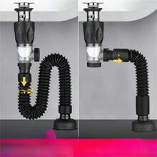 1 Peça Tubo de Drenagem Telescópico de Pia de Fácil Instalação, Tubo de Drenagem Universal de Banheiro/Cozinha, Drenagem Rápida Anti-Odor, Design Anti-Mosquito, Tubo de Drenagem de Pia de Cerâmica Expansível