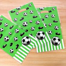 1 pièce Sac-cadeau de fête avec motif de football vert, sac jetable thème sportif pour le goûter