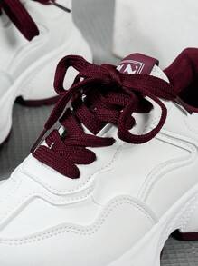 SHIHUA 2025春秋新款红色女士运动鞋厚底复古运动鞋轻便百搭女学生休闲跑步鞋 - 紅色 - 查看 6