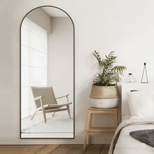 CISTEROMAN Full Length Mirror Arched Mirror, Floor Mirror With Stand, 64" X 21" Full Body Mirror Black Arch Standing Mirror Large Bedroom Mirror - màu đen - Xem 6