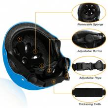 Kids Bike Helmet,Multi-Sport Protective Gear Set For 3-5-8-9 Years Boys Girls With Knee And Elbow Pads Wrist Guards Fit Roller Skates - 藍色 - 查看 3