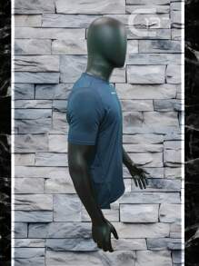 Playera deportiva para hombre, cuello redondo, manga corta, camiseta texturizada deportiva de compresión, ropa para gimnasio gym, ligera para hombre - Azul Marino - Ver 3