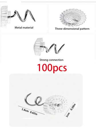 (100 个一包) 带透明头的扭针，创意床裙针，用于将床裙、窗帘、沙发套和其他织物和材料牢固地固定到位 (100 个一包)