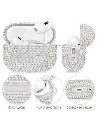 1 pieza Funda con brillo, purpurina, estrella y círculo con cierre de langosta compatible con Apple 1/2/3, funda protectora decorativa con piedras rhinestone compatible con Pro/Pro 2, nueva 4ta generación