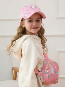 2pcs Girls Baseball Cap And Crossbody Bag Set, All Season Casual Wear, Sun Ion, Back To School Accessories - 2PC - View 2