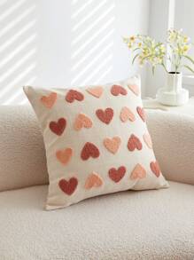 1 pièce Taie d'oreiller décorative beige avec cœur brodé pour la Saint-Valentin, convient pour la décoration intérieure, housse de coussin décorative pour le printemps/été, insert de coussin non inclus - Beige - Voir 8