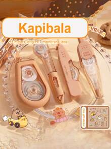 4pcs/38m Kappybara Correction Tape Set, Cute Highly Attractive Ins Style, Smooth Large Capacity Portable Corrector Tape, Suitable For Daily Use And Exams, Shock-Resistant And Silent