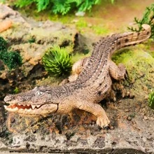 大尺寸 PVC 实体逼真鳄鱼野生动物模型，适用于家居装饰、蛋糕装饰、桌面展示收藏