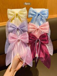6pcs Colorful Cute Bow Hair Clips, Affordable Everyday Hair Accessories - Multicolor - View 4