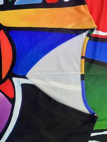 Plus Size Fashion African Print V-Neck Pocket Dress