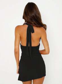 Women's Fashion Sexy Elegant Sleeveless U-Neck Backless Halter Dress, Spring/Summer