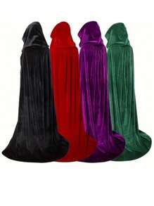 1 pièce Cape à capuchon en tissu de velours unisexe pour fête et représentation, idéale pour différents festivals, costume de cosplay d'Halloween, diable, vampire, déguisement, accessoire de costume de festival