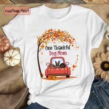 One Thankful Dog Mom Shirt, Personalized Dog Mom Shirt, Thanksgiving Dog Shirt, Dog Lover Gift - White - View 1