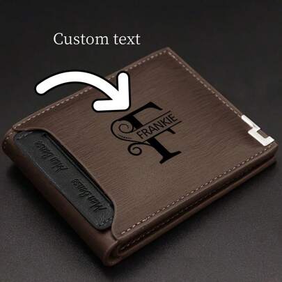 Custom Men's Leather Leather Wallet - Engraved Initials, UV Laser Engraving, The Ideal Gift For Dad, Son For Birthdays, Anniversaries, Christmas, Father's Day, Thanksgiving - Dark Brown, Elegant, Birthday Gift(The Template Letters Are Not Clear, And The Actual Printing Effect Is Super Clear) Dawg,Sequines, Cute,Adorable,Funny,Cuties,Kawaii Custom,Personalized,Unique,Customized Ideal Gifts For Him,Ideal Gifts For Her Boyfriend,Family,Grandparents