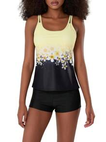 Women's Tankini Sets Summer Floral Print Tank Top With Shorts Swimsuits Two Piece Bathing Suits