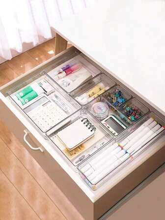 18 pezzi/11 pezzi/7 pezzi Cassetto/Scatola per il trucco da scrivania, Scatola di immagazzinaggio in plastica trasparente, Scatola di immagazzinaggio multiscomparto anti-caduta per gioielli e oggetti piccoli, Scatola di immagazzinaggio raffinata, Decorazione per camera da letto, Decorazione per la casa, Decorazione autunnale