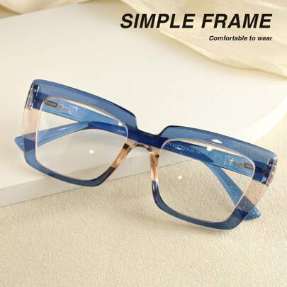 1pc/2pcs Vintage Square Reading Glasses, Colorful Patchwork Frame, Comfortable Spring Temples, Simple & Versatile Ladies Readers