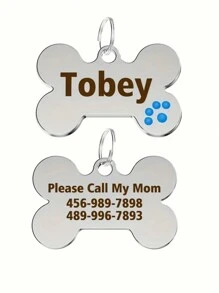 Customized Pet ID Tag With Engraving, Double-Sided Personalized Dog Name And Contact Info Label, Lovely Anti-Lost Dog Tag Cat Tag