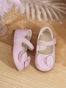 Girls' Pink Bow Ballet Shoes - Pink - View 7