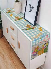 1 pieza Camino de mesa con patrón de conejo y huevo de Pascua, decoración para el hogar, suministros para fiesta interior y exterior, decoración de habitación. Adecuado para la decoración del hogar y la cocina en Pascua y la decoración de fiestas de Pascua - Multicolor - Ver 2